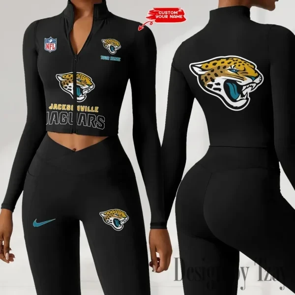 Jacksonville Jaguars Zipper Sports Top Women Gym Long Sleeve for Fitness SPTZSTW047