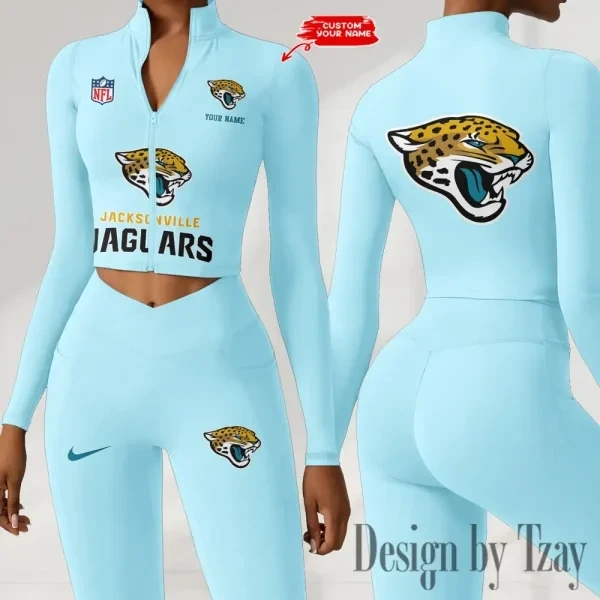 Jacksonville Jaguars Zipper Sports Top Women Gym Long Sleeve for Fitness SPTZSTW047