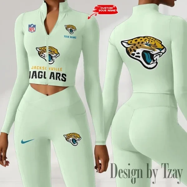 Jacksonville Jaguars Zipper Sports Top Women Gym Long Sleeve for Fitness SPTZSTW047
