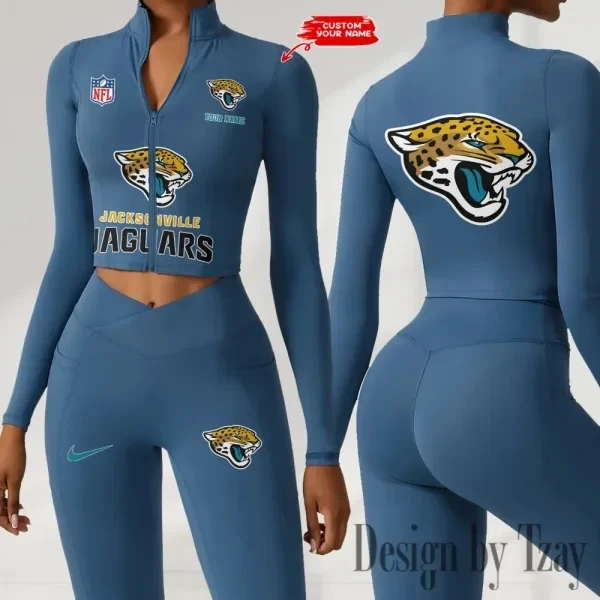 Jacksonville Jaguars Zipper Sports Top Women Gym Long Sleeve for Fitness SPTZSTW047