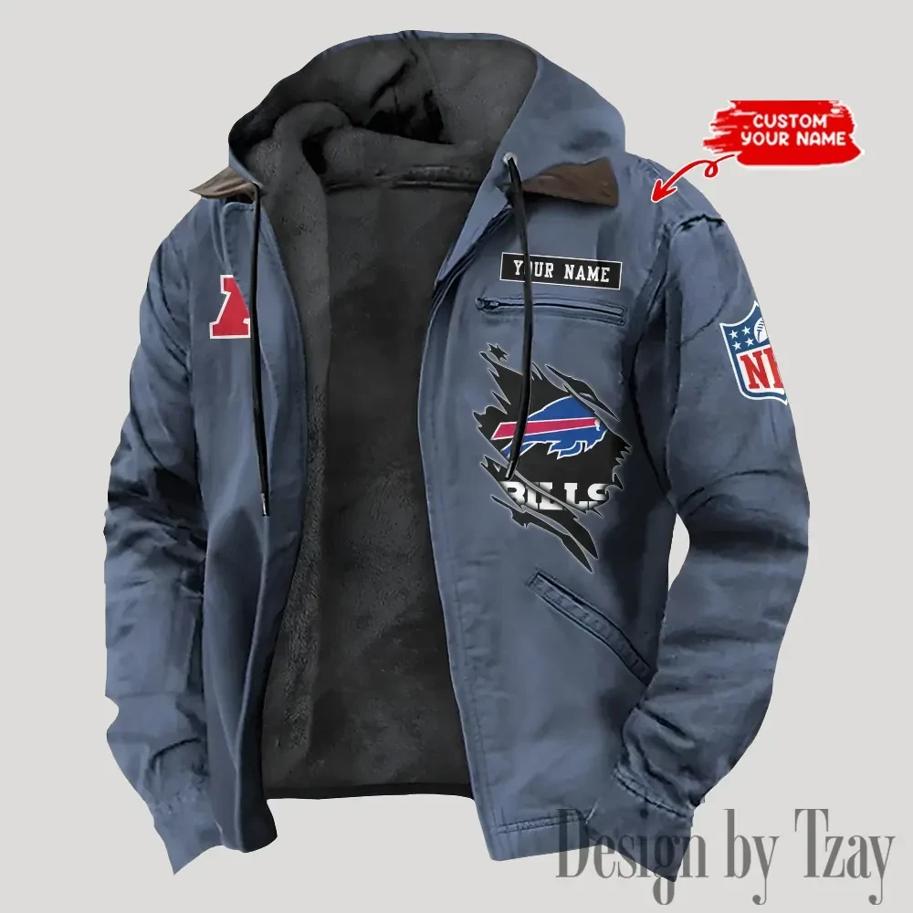 Buffalo Bills Men's Casual Padded Jacket Hooded Trending 2026 SPTPJH133