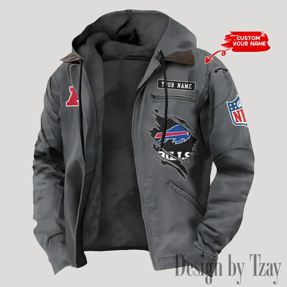 Buffalo Bills Men's Casual Padded Jacket Hooded Trending 2026 SPTPJH133