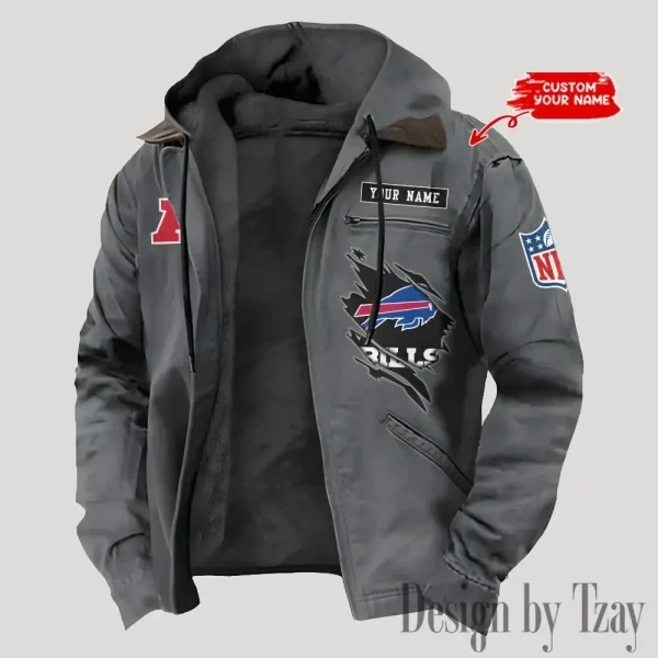 Buffalo Bills Men's Casual Padded Jacket Hooded Trending 2026 SPTPJH133