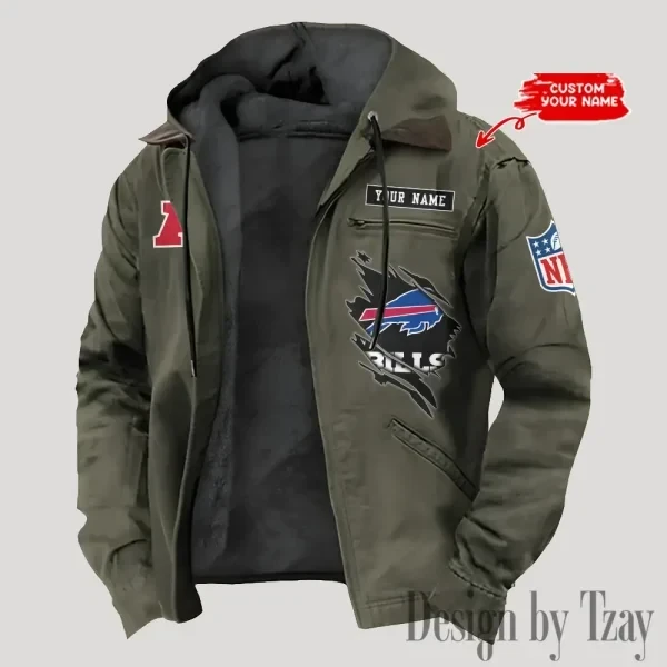 Buffalo Bills Men's Casual Padded Jacket Hooded Trending 2026 SPTPJH133