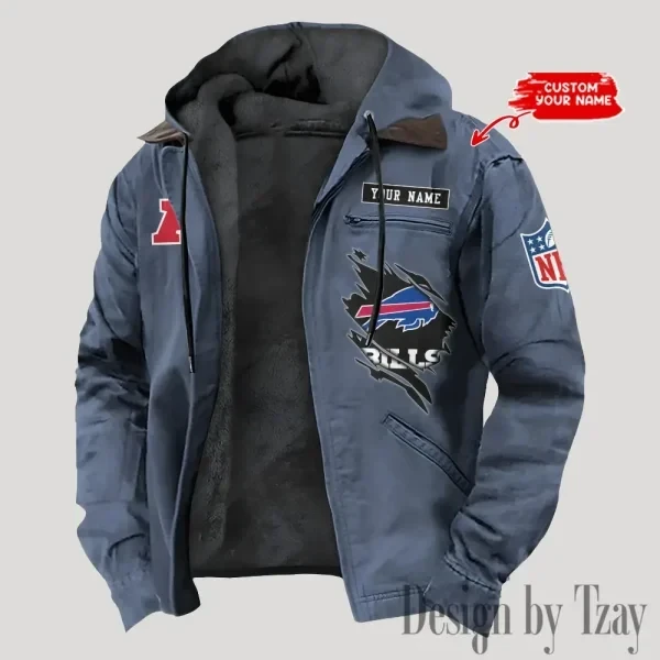 Buffalo Bills Men's Casual Padded Jacket Hooded Trending 2026 SPTPJH133