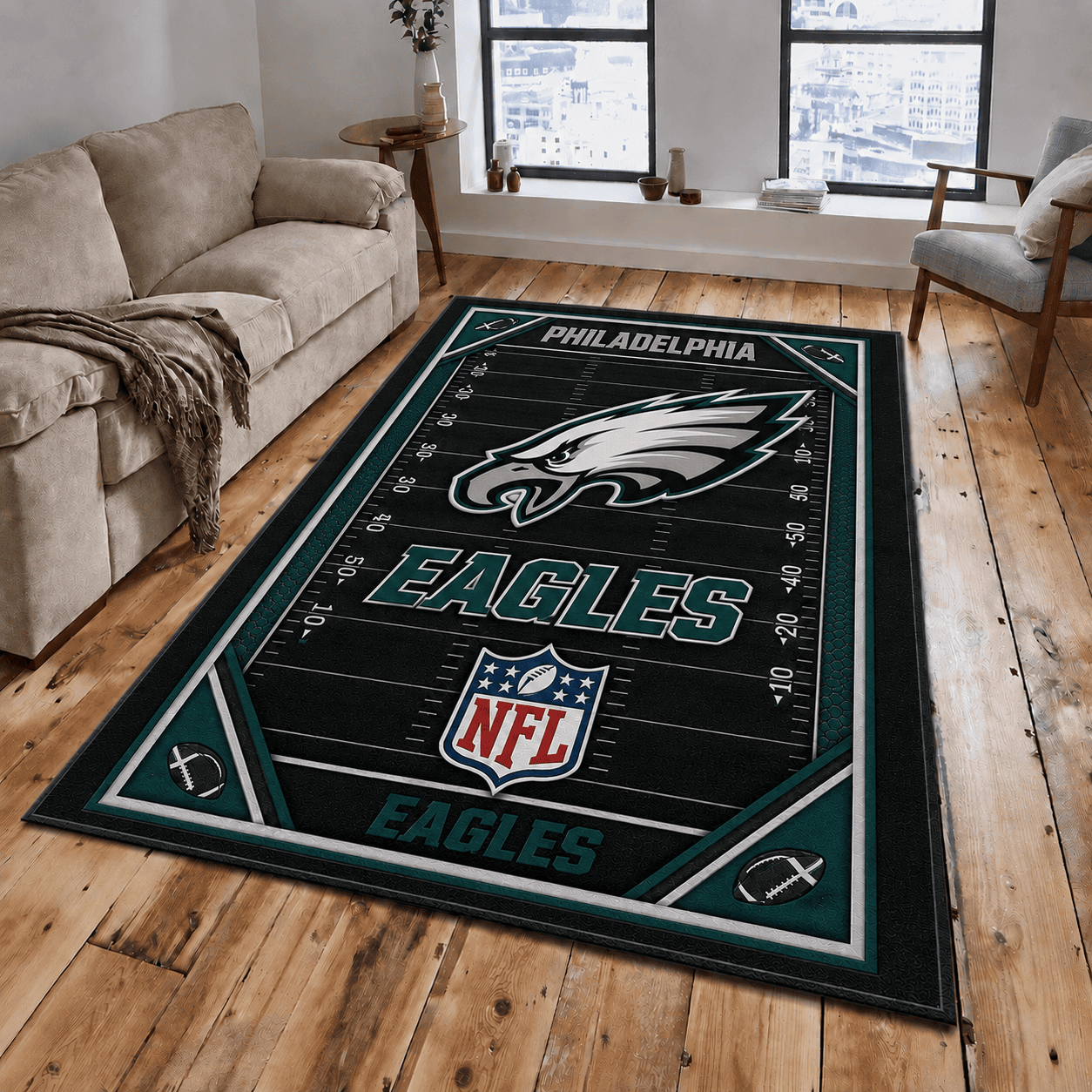 Philadelphia Eagles Rug Living Room Floor Decor Fan Gifts VA6044