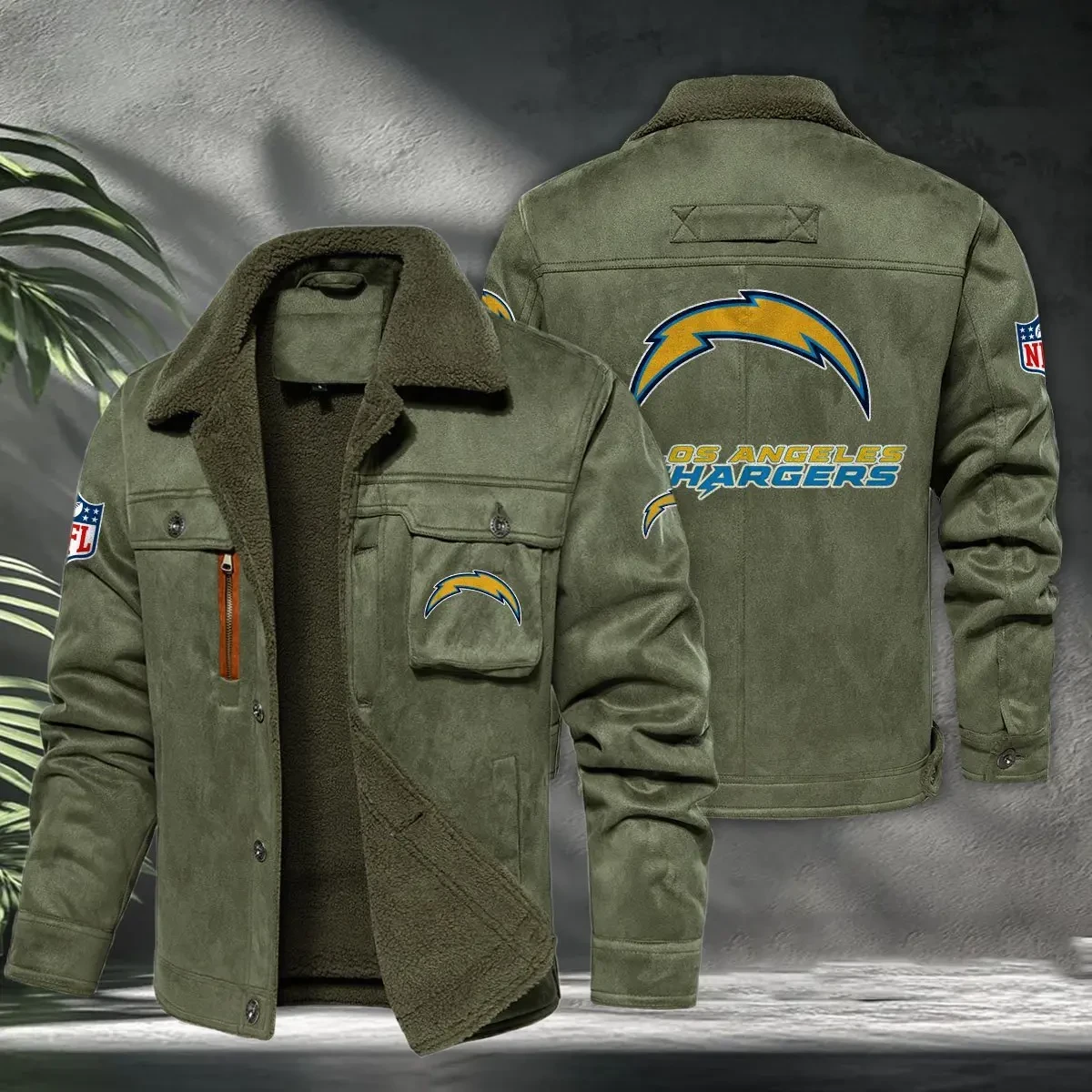 Los Angeles Chargers PURHLA018 Fur Collar Winter Casual Jacket