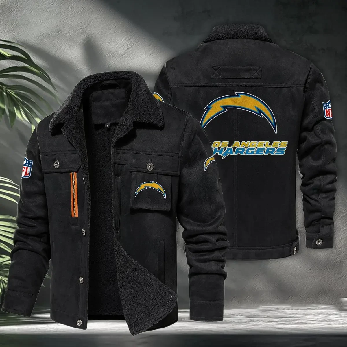Los Angeles Chargers PURHLA018 Fur Collar Winter Casual Jacket
