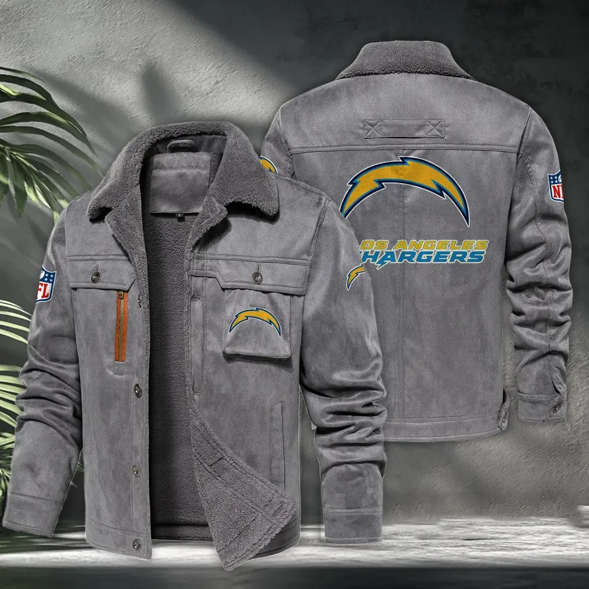 Los Angeles Chargers PURHLA018 Fur Collar Winter Casual Jacket