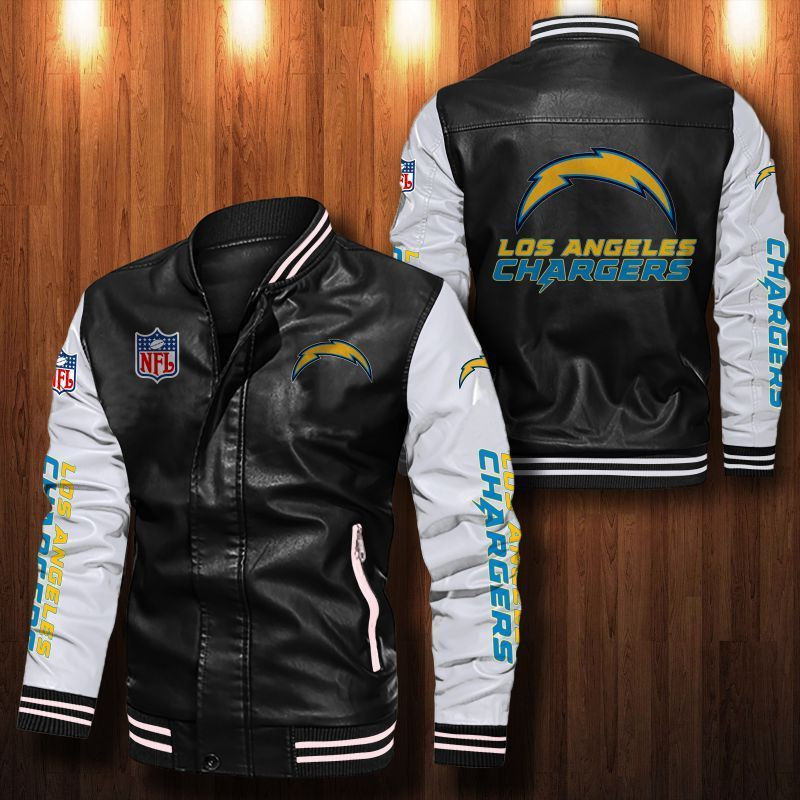 Signature Series Leather Jacket — Plush Sherpa Lining Los Angeles Chargers HVKE1024