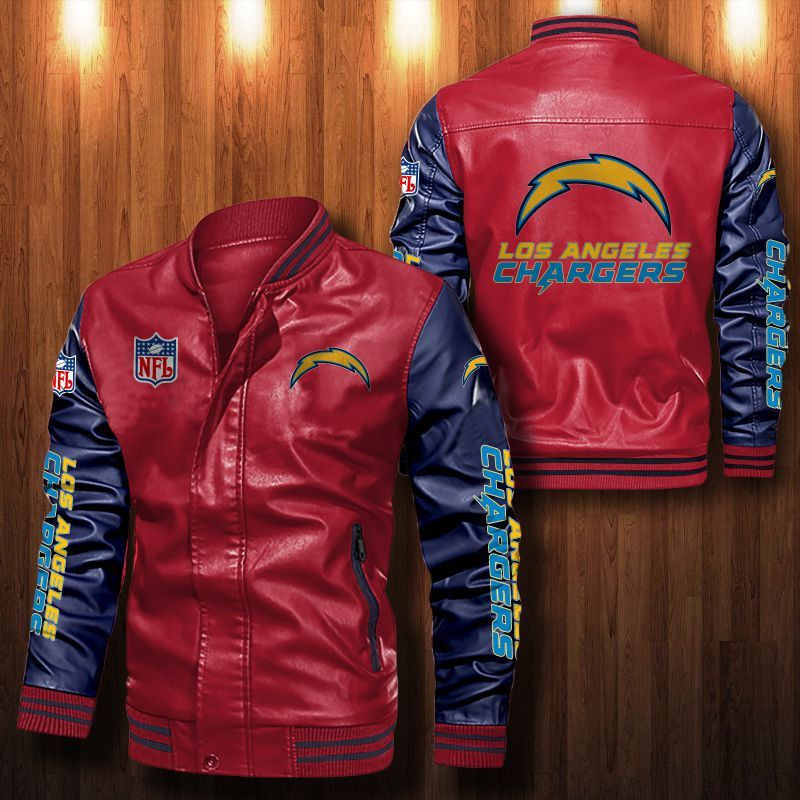 Signature Series Leather Jacket — Plush Sherpa Lining Los Angeles Chargers HVKE1024
