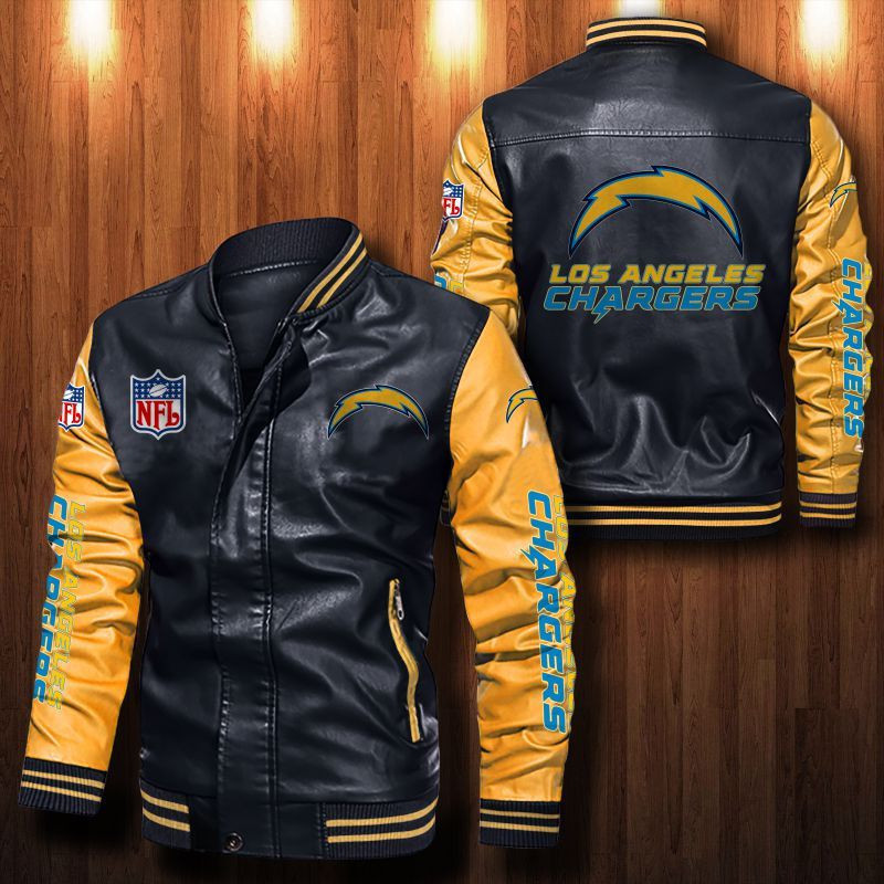 Signature Series Leather Jacket — Plush Sherpa Lining Los Angeles Chargers HVKE1024