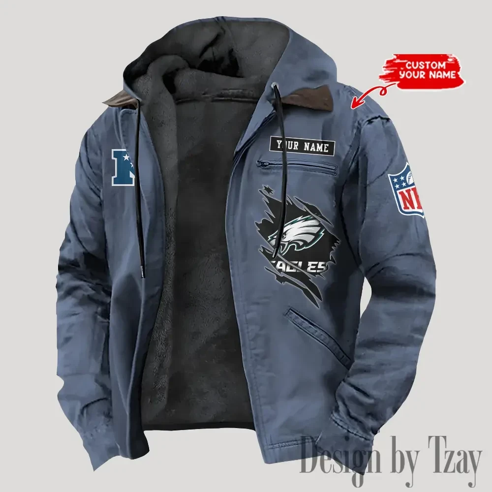 Philadelphia Eagles Men's Casual Padded Jacket Hooded Trending 2026 SPTPJH155