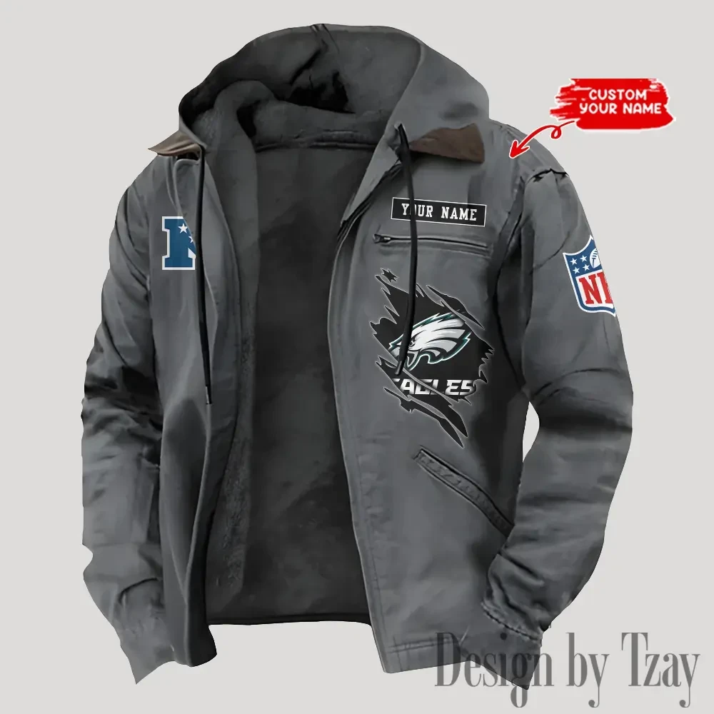 Philadelphia Eagles Men's Casual Padded Jacket Hooded Trending 2026 SPTPJH155