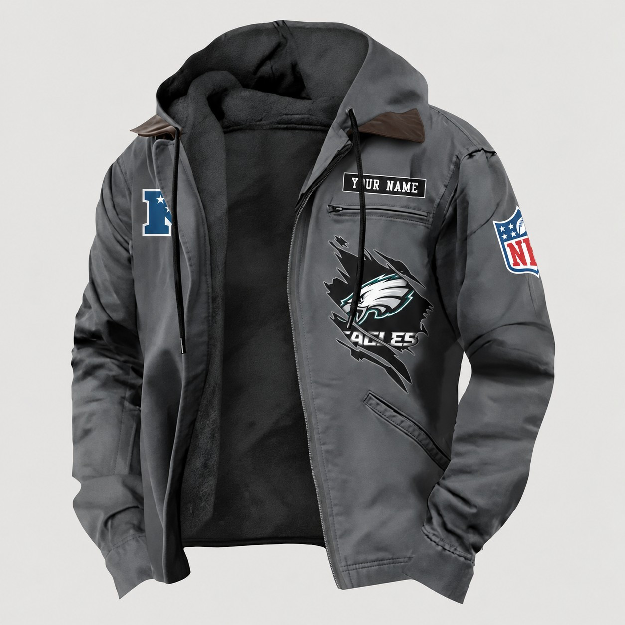 Philadelphia Eagles Men's Casual Padded Jacket Hooded Trending 2026 SPTPJH155