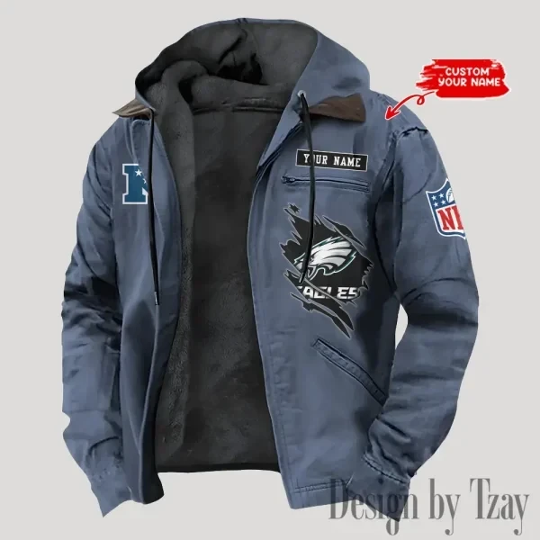 Philadelphia Eagles Men's Casual Padded Jacket Hooded Trending 2026 SPTPJH155