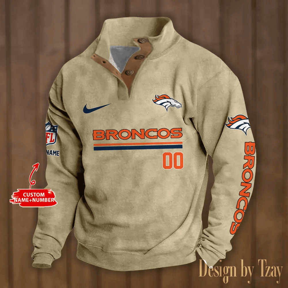 Denver Broncos Premium Stand-Collar Game-Day Pullover - Engineered Warmth & Personalized Name S9DBSCH074