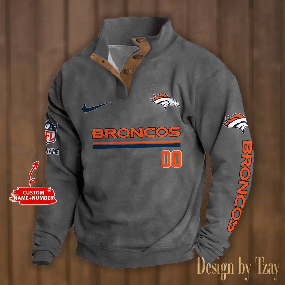 Denver Broncos Premium Stand-Collar Game-Day Pullover - Engineered Warmth & Personalized Name S9DBSCH074