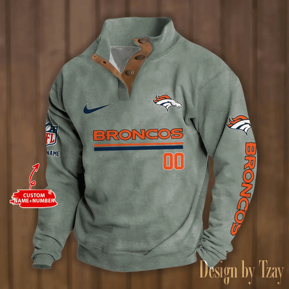 Denver Broncos Premium Stand-Collar Game-Day Pullover - Engineered Warmth & Personalized Name S9DBSCH074