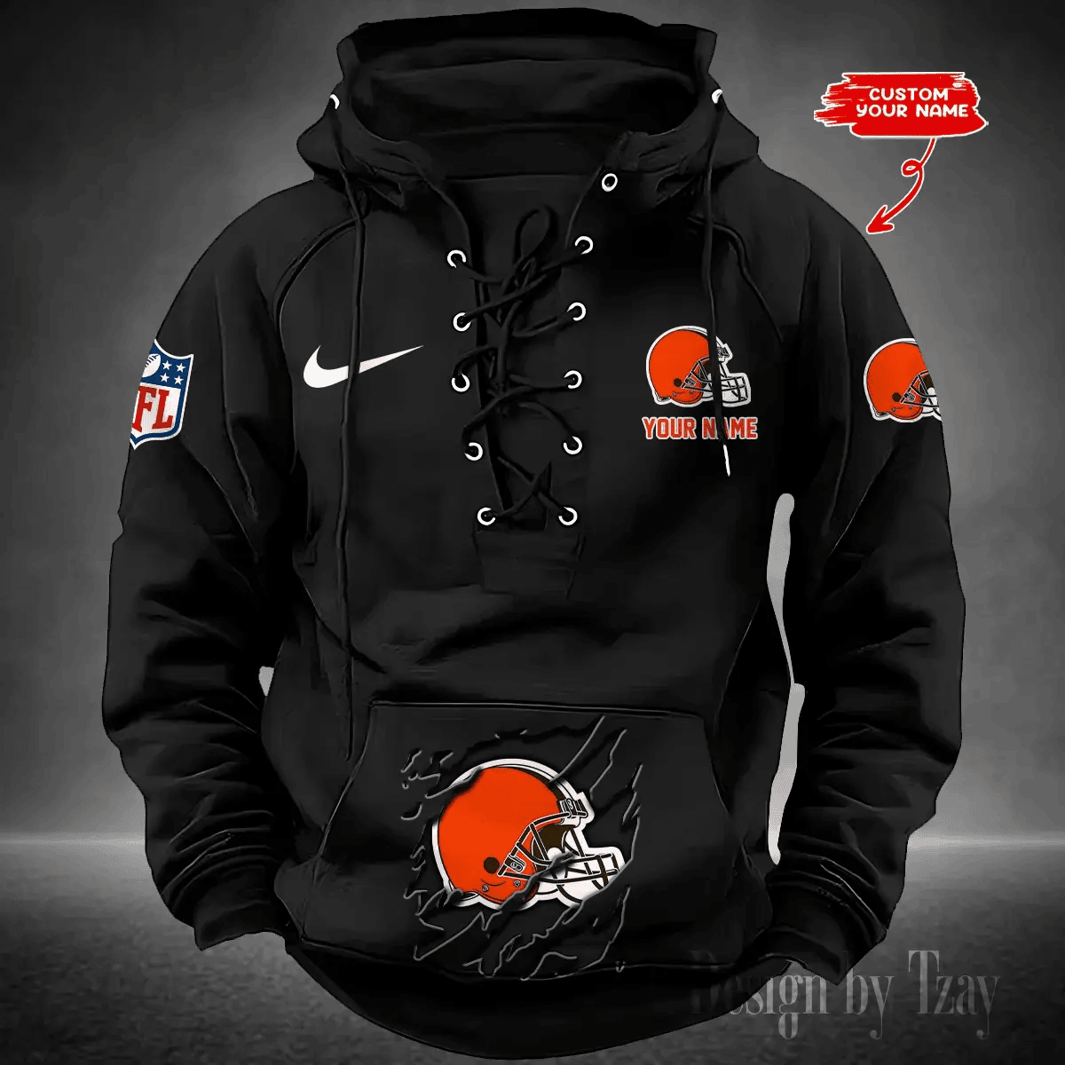 SPTS9HLUH008-Cleveland Browns Men's Hooded Lace-up Hoodie