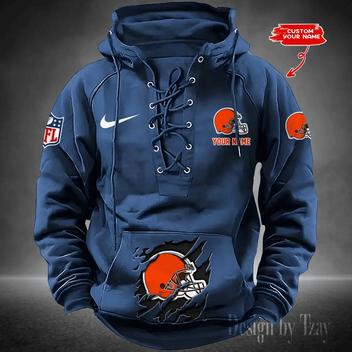 SPTS9HLUH008-Cleveland Browns Men's Hooded Lace-up Hoodie