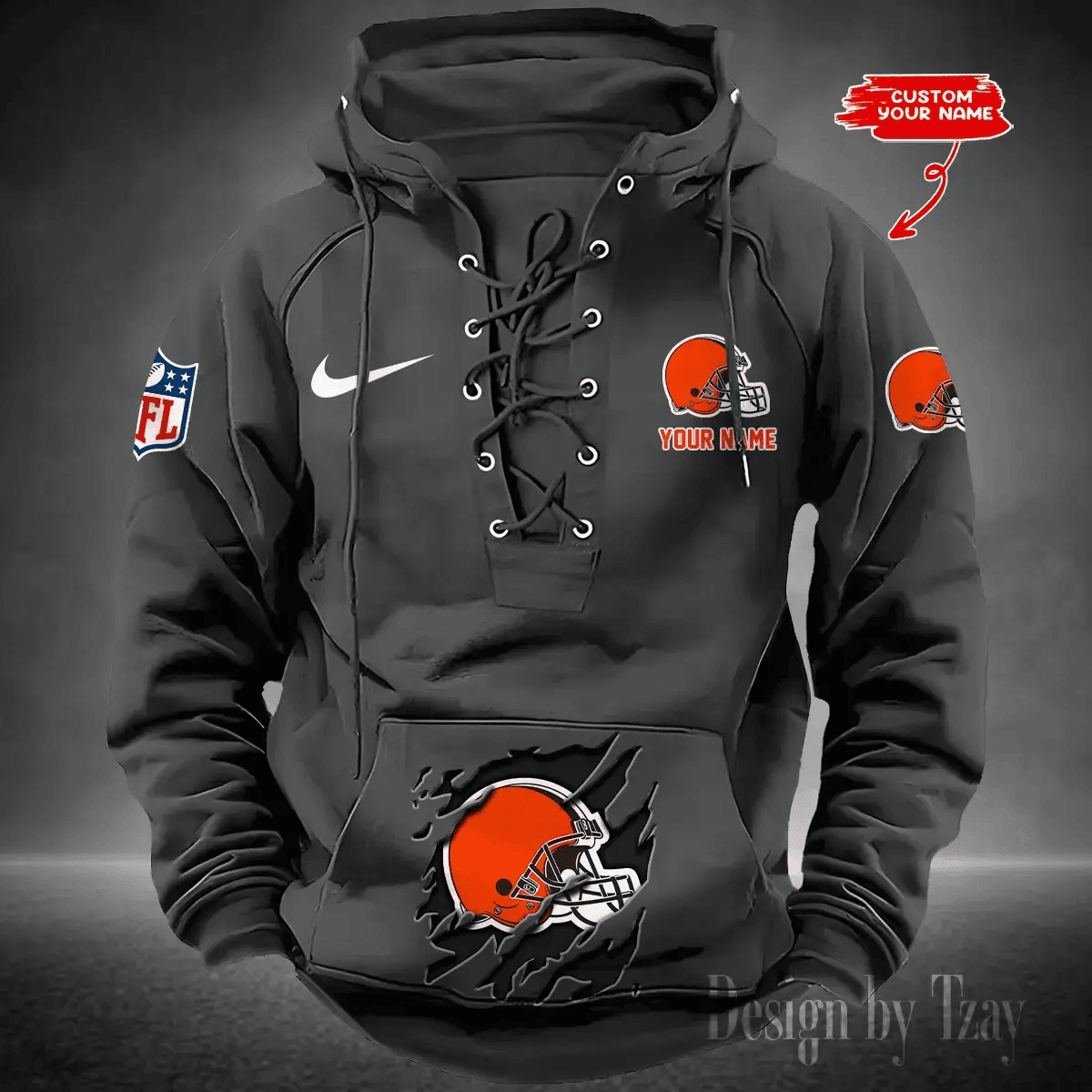 SPTS9HLUH008-Cleveland Browns Men's Hooded Lace-up Hoodie