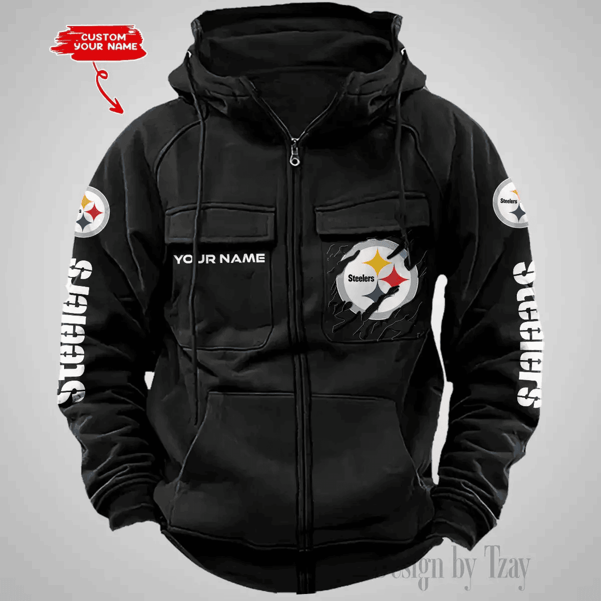 Pittsburgh Steelers Vintage Men Hoodies Zipup DV5 AZVMHD057