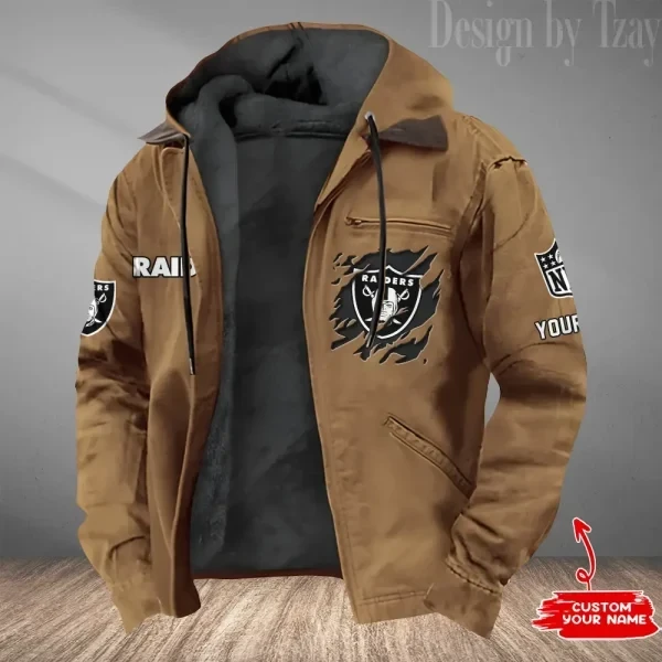Las Vegas Raiders Men's Casual Padded Jacket Hooded Trending 2026 SPTPJH050