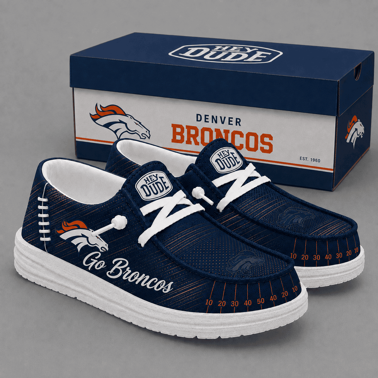 Denver Broncos | Premium NFL Football Field Fan Loafer Shoes - VA33026