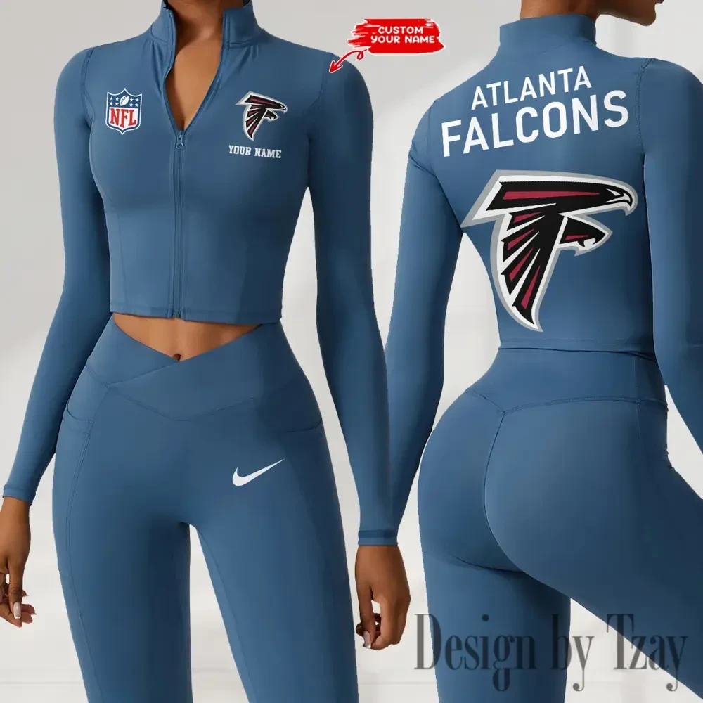 Atlanta Falcons Zipper Sports Top Women Gym Long Sleeve for Fitness SPTZSTW098