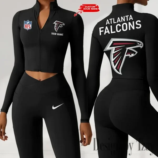 Atlanta Falcons Zipper Sports Top Women Gym Long Sleeve for Fitness SPTZSTW098