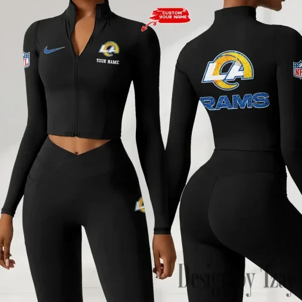Los Angeles Rams Zipper Sports Top Women Gym Long Sleeve for Fitness SPTZSTW120