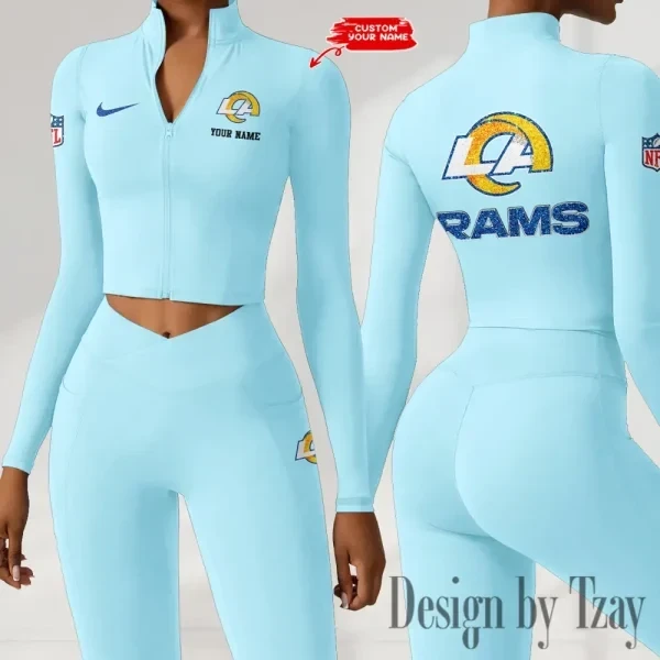 Los Angeles Rams Zipper Sports Top Women Gym Long Sleeve for Fitness SPTZSTW120