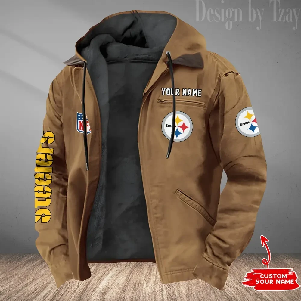 Pittsburgh Steelers Men's Casual Padded Jacket Hooded Trending 2026 SPTPJH092