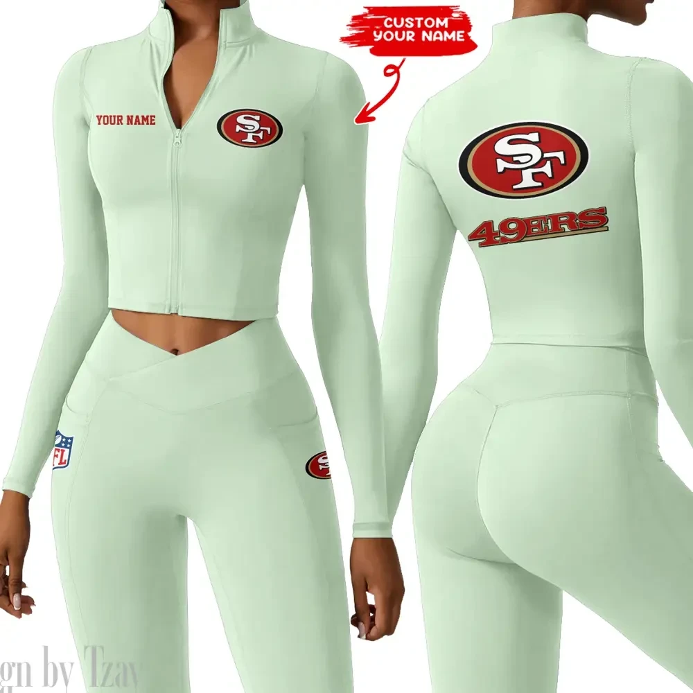 San Francisco 49ers Zipper Sports Top Women Gym Long Sleeve for Fitness SPTZSTW092