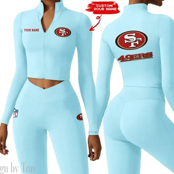 San Francisco 49ers Zipper Sports Top Women Gym Long Sleeve for Fitness SPTZSTW092