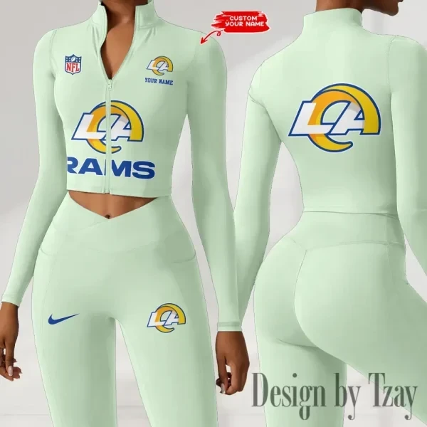 Los Angeles Rams Zipper Sports Top Women Gym Long Sleeve for Fitness SPTZSTW051