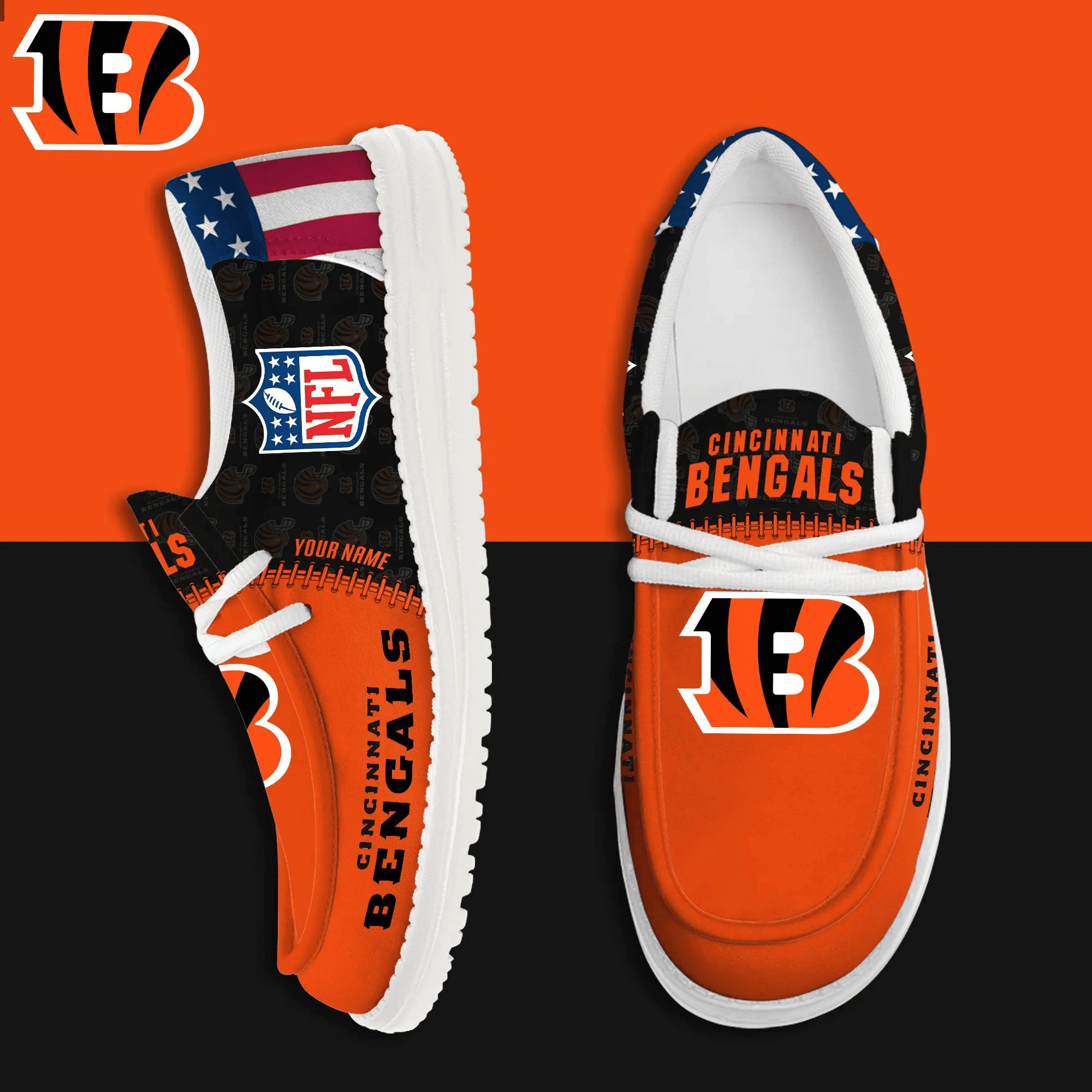 NFL Cincinnati Bengals (Your Name) Moccasin Slippers – Hey Dude Shoes LFS-J4H5W5