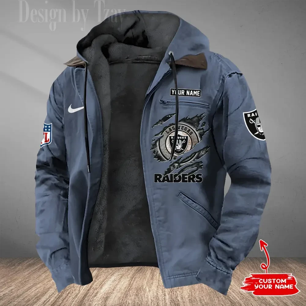 Las Vegas Raiders Men's Casual Padded Jacket Hooded Trending 2026 SPTPJH178