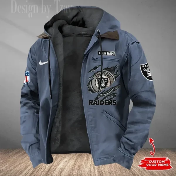 Las Vegas Raiders Men's Casual Padded Jacket Hooded Trending 2026 SPTPJH178