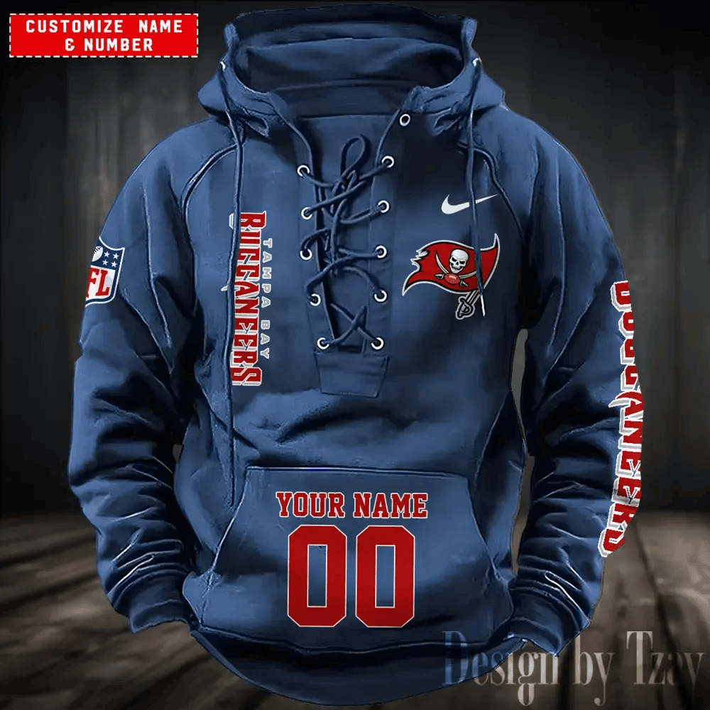 SPTS9HLUH062-Tampa Bay Buccaneers Men's Hooded Lace-up Hoodie