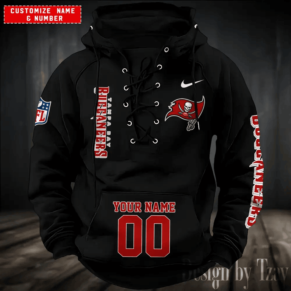 SPTS9HLUH062-Tampa Bay Buccaneers Men's Hooded Lace-up Hoodie