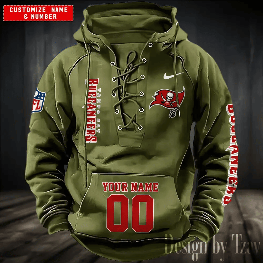 SPTS9HLUH062-Tampa Bay Buccaneers Men's Hooded Lace-up Hoodie