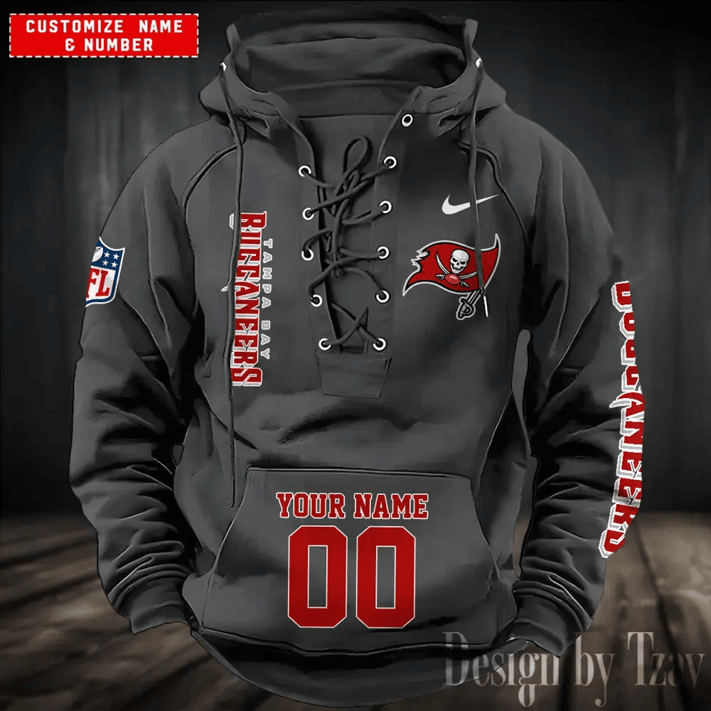 SPTS9HLUH062-Tampa Bay Buccaneers Men's Hooded Lace-up Hoodie