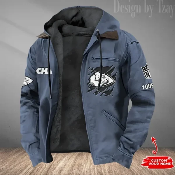 Kansas City Chiefs Men's Casual Padded Jacket Hooded Trending 2026 SPTPJH049