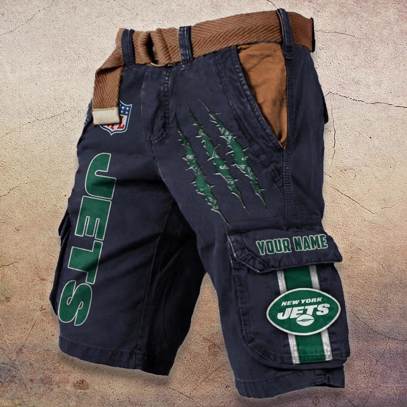 New York Jets Pocket Print Cargo Shorts (Belt Not Included) S9MCS090