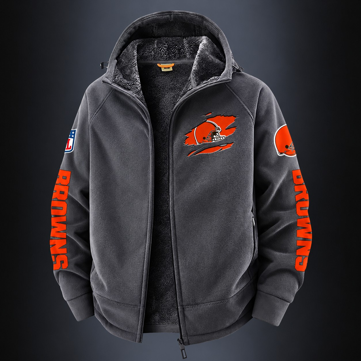 Cleveland Browns Fleece Fashion Hooded Jacket Outdoor SPTFFHJ040