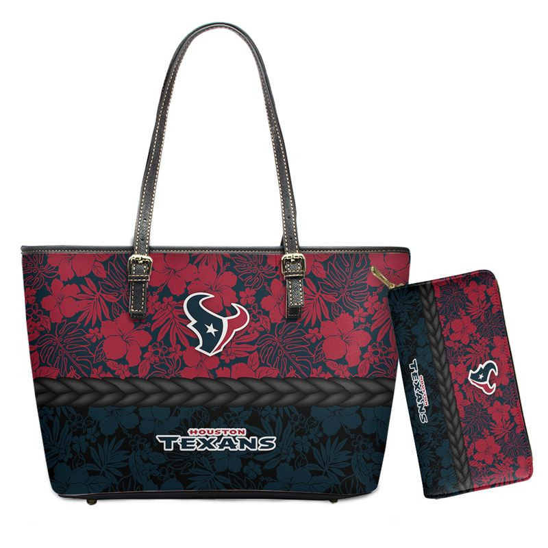 Houston Texans Hawaii Flower Pattern Limited Edition Tote Bag and Wallet NLA020014