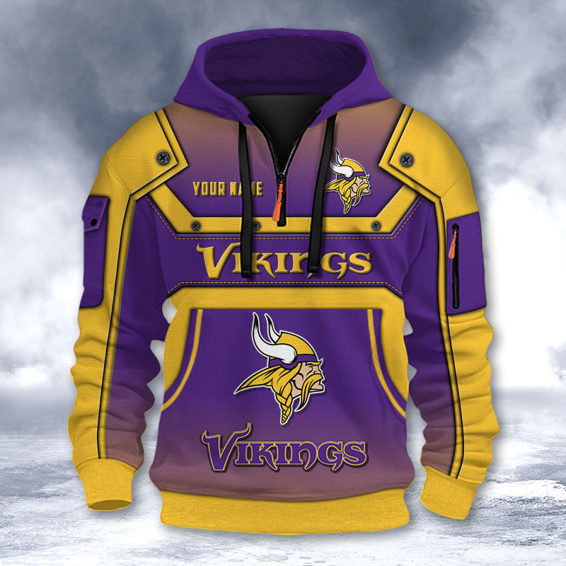 Minnesota Vikings DMHT2566 3D Half-zip Hoodie