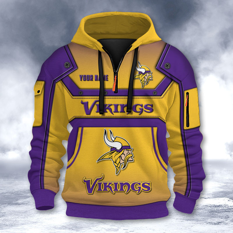 Minnesota Vikings DMHT2566 3D Half-zip Hoodie
